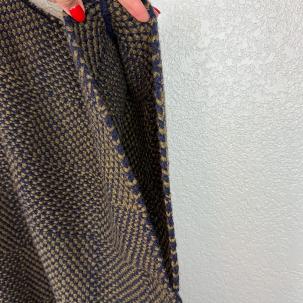 Irish 100% Wool Knit Poncho Cape XS/S Donegal Ireland EUC Wool Soft Blue Green - Picture 6 of 13